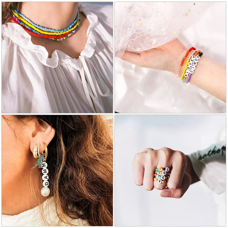 6800Pcs Pony Beads Kit Mix Color Bicone/Rondelle/Letter Assorted in Box Small for Bracelet Making Jewelry | Украшения и