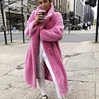 Куртка NEWDISCVRY женская зимняя, длинная теплая верхняя одежда оверсайз из искусственной овечьей шерсти, розового цвета