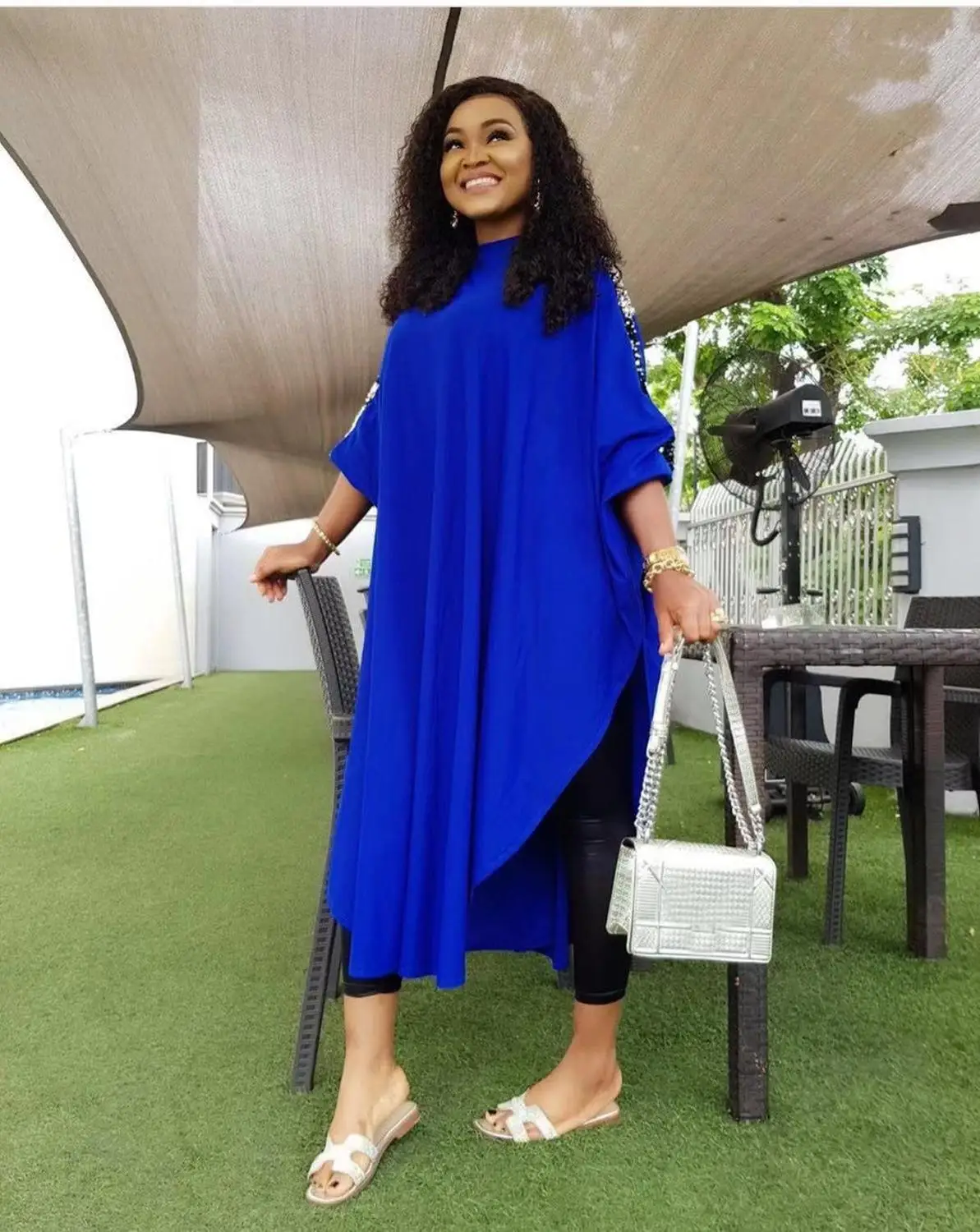 

Casual African Dashiki Dress Sequins Abaya Loose Bat Cape Muslim Bazin Design Long Maxi Robe Gowns Africa Dashiki Traditional