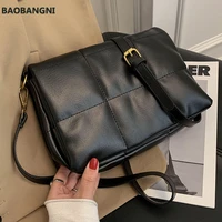 soft pu leather casual shoulder bags for women plaid solid fashion small clutch handbags crossbody bags