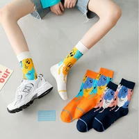 unisex creative cartoon socks casual harajuku lovely pattern funny sock couple cotton breathable college style calcetines mujer