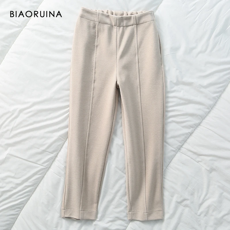 BIAORUINA женские шерстяные повседневные однотонные шаровары длиной до щиколотки