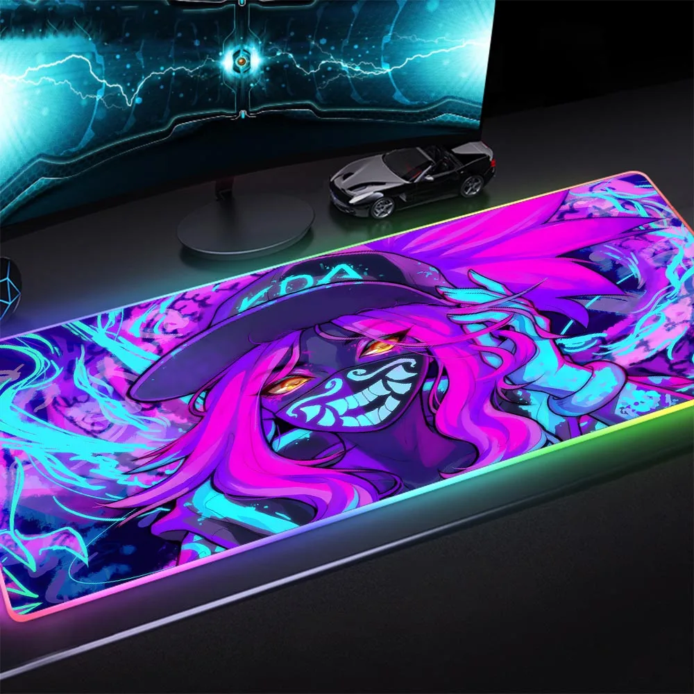 

Коврик для мыши LOL с RGB светодиодный кой, игровой коврик для мыши для ноутбука из натурального каучука, нескользящий большой коврик для мыши, настольный декоративный коврик для девочек с аниме Csgo