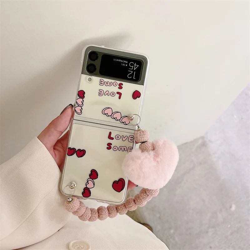 Чехол для телефона с милым помпоном Samsung Galaxy Z Flip 4 3 Flip3 ZFlip3 ZFlip4 | Мобильные телефоны