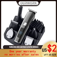 hair clipper professional electric trimmer with led screen washable rechargeable men strong power steel cutter head