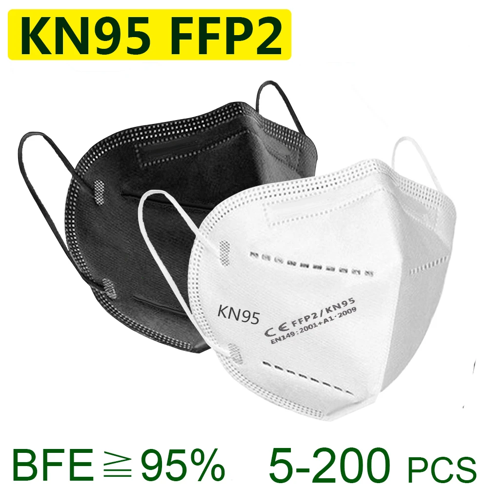 5 200 шт маска на лицо FFP2 маски KN95 фильтр Маска Защитная маске противопылевая слоев