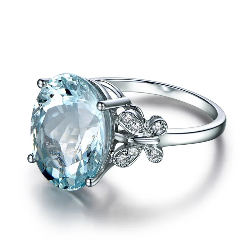

Women's 925 Sterling Silver Aqua Blue Topaz Butterfly Ring Festive Birthday Gift Silver Jewelry Wholesale