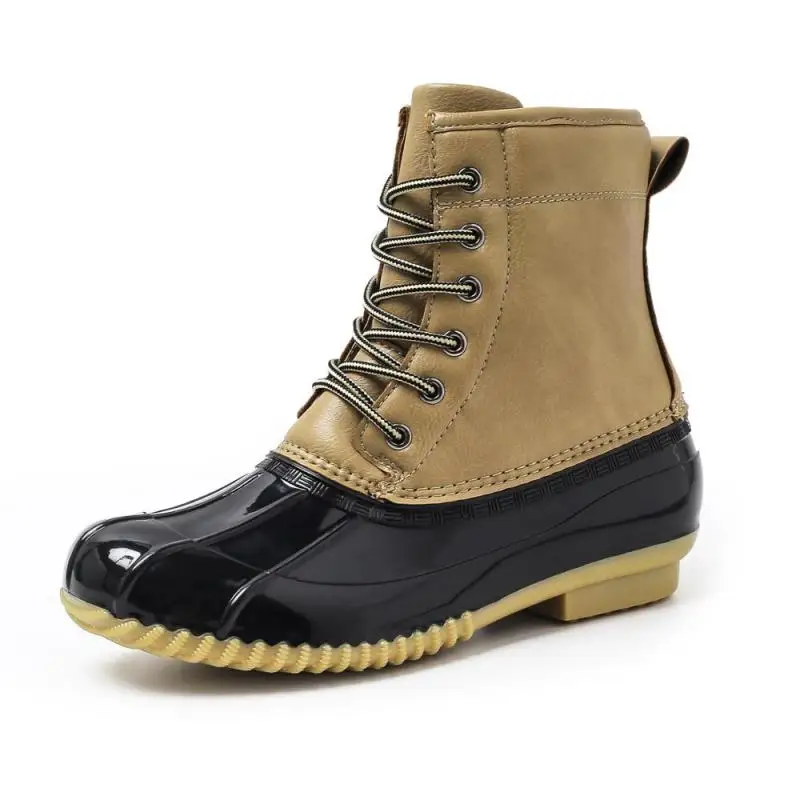 

comemore Women's Boots Lady Duck Boot Waterproof Zipper Rubber Sole Women Rain Boots Lace Up Ankle Shoes Fur Winter Women Shoes