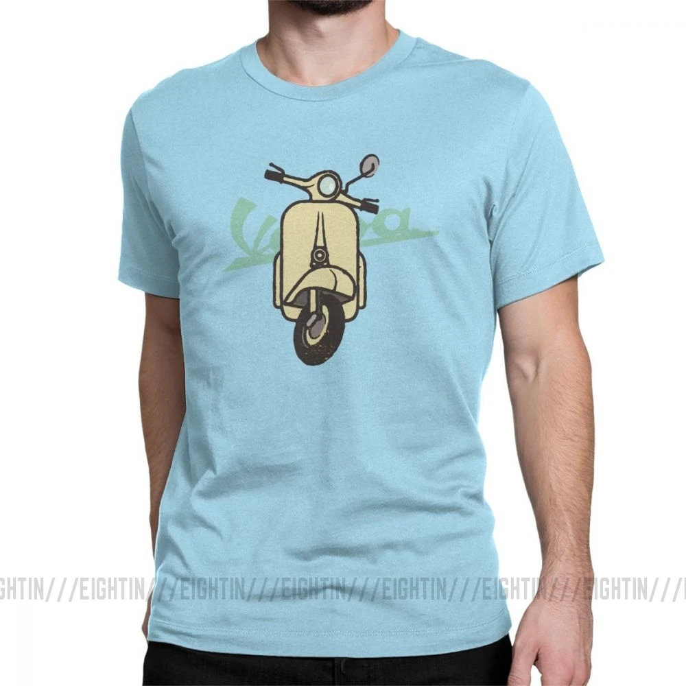 Мужская футболка Vespa, забавная футболка с короткими рукавами, одежда с круглым вырезом, хлопковые классические футболки - Цвет: Небесно-голубой