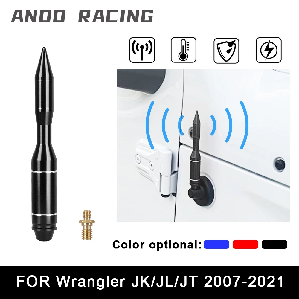 

5.7inch Car Bullet Antenna Mast With M8*1.5 Accessories For Jeep Wrangler JK/JL/JT 2007-2021 145mm Black Auto Antenna