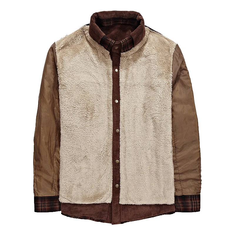 

Men's Plaid Warm Jacket Fleece Thick Army Coat 2021 Autumn Winter Jacket Men Slim Fit Clothing Mens Brand Clothing