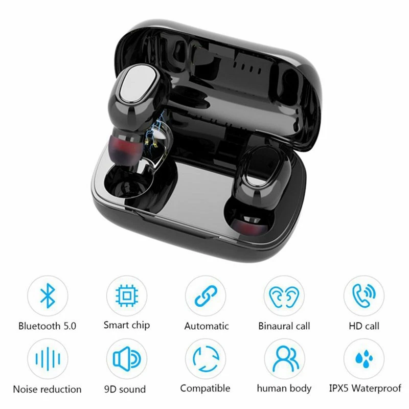 

Greatlizard Bluetooth 5.0 Earphones TWS Wireless Headset L21 Mini Stereo Earbuds For iOS Android Phone