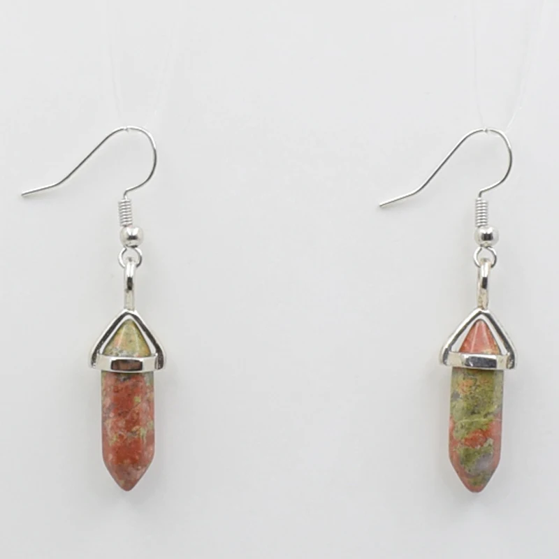 1 пара шестиугольная острым рейки из натурального камня с украшением в виде