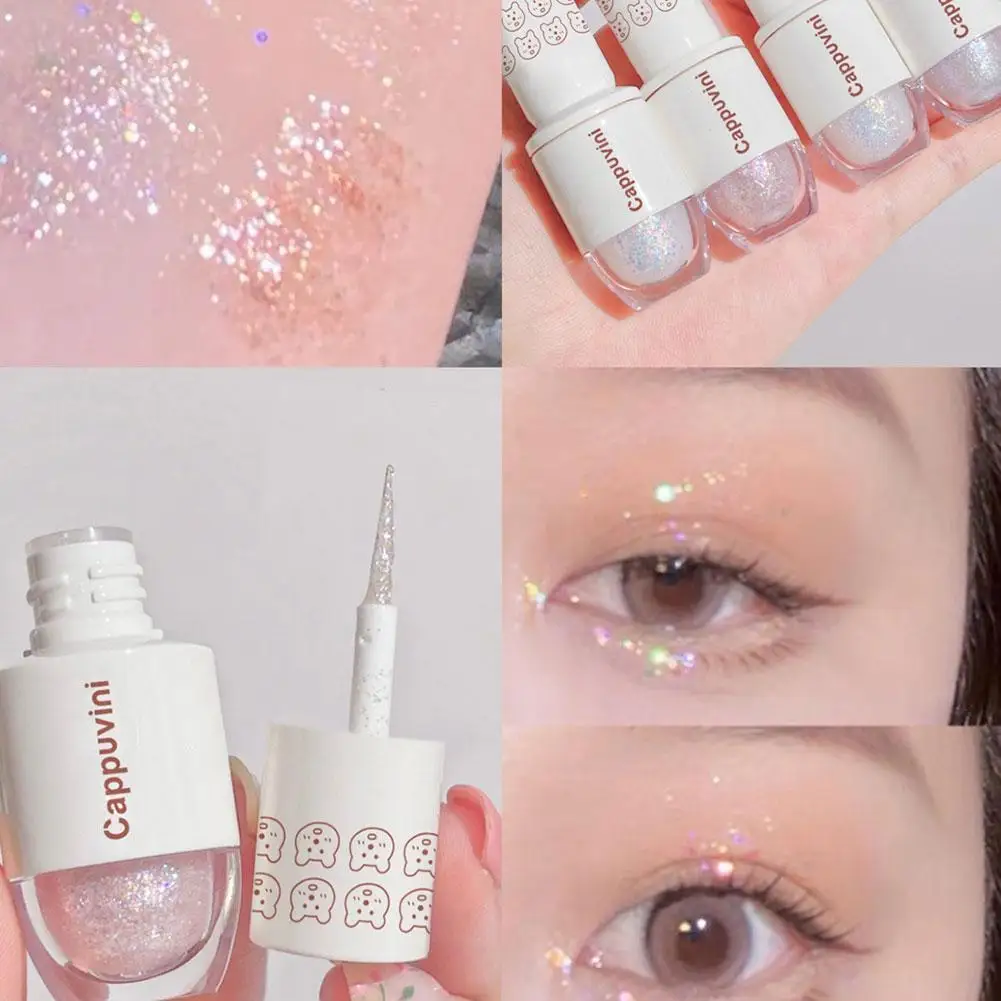 

6 Colors Liquid Eyeshadow Highlight Sequins Glitter Eye Shadow Pearlescent Lying Silkworm Waterproof Lasting Shiny Eye Cosmetic