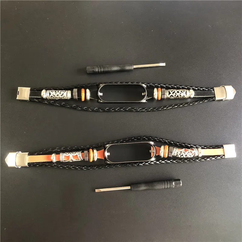 

Watchband for Xiaomi Mi Band 5 Replacement Leather Beaded Bracelet Ethnic Style Metal Braided Watch Strap band For Mi band 4 5 3