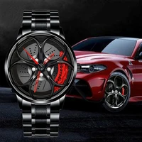 stainless steel watch hub custom design sports car rim sports watch waterproof creative male watch mens wheel wristwatch clock