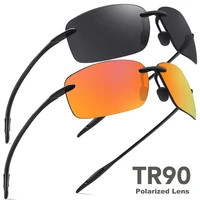 ultralight rimless polarized sunglasses men driving mirror shades outdoor sport fishing sun glasses eyewear tr90 frame uv 2pcs