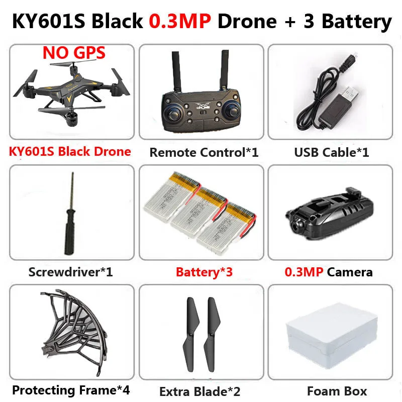 KY601G KY601S Профессиональный Дрон с камерой 4K HD 5G WiFi gps FPV дистанционное управление расстояние 2 км RC Квадрокоптер вертолет детские игрушки - Цвет: KY601S 0.3MP B 3B