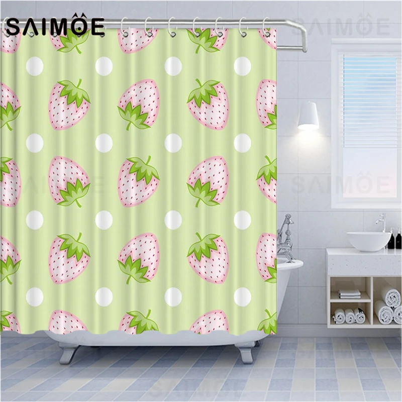 Занавеска для ванной комнаты с мультипликационными фруктами водонепроницаемая