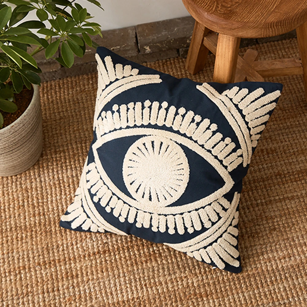

Fashion Cushion Cover Cotton Thread Embroidery Throw Pillow Cover Pillowcase Home Decorative for Living Room Sofa 45x45cm