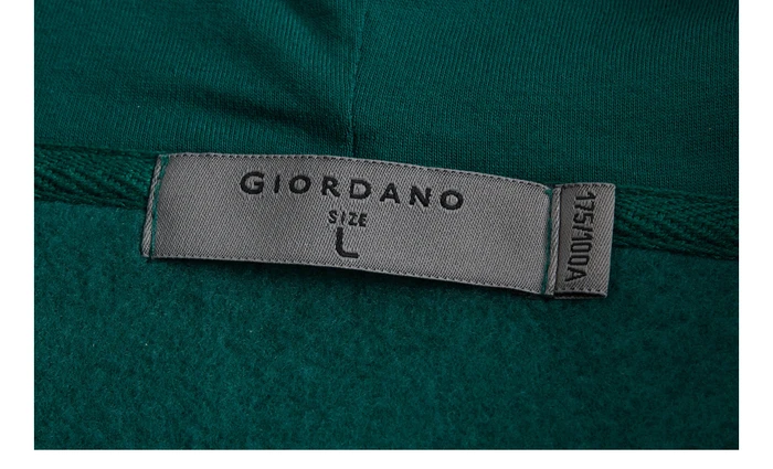 Giordano мужские свитшоты с буквенным принтом, графический накладной карман с капюшоном, внутренняя флисовая Толстовка Sudaderas Para Hombre 94099784