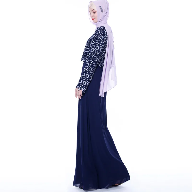 Высококачественное мусульманское кружевное платье abaya Макси кардиган кимоно с