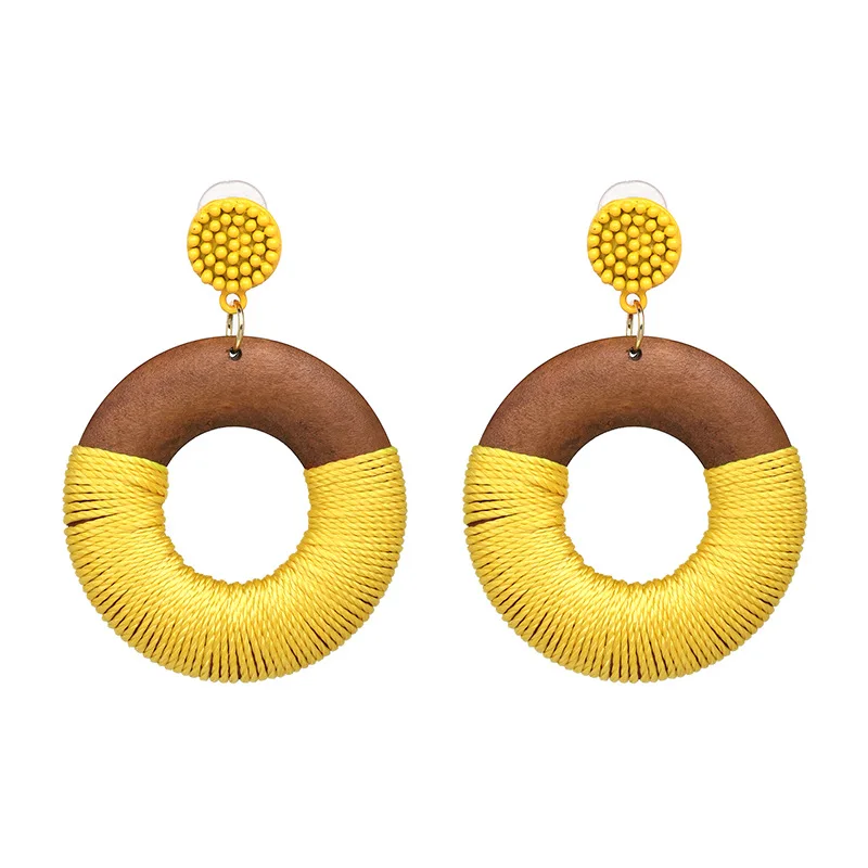 

Bohemian Wooden Big Earrings New Fashion Trendy Wood Hollow Individuality Party Simple Dangle Earrings Jewelry For Women Gift