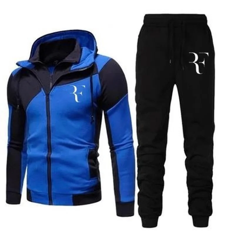 

For Roger Federer Men Running Sportswear Suits Sweatshirt Sweatpants Gyms Training Hoodies and Pants 2pcs Sets Tracksuit Coats K