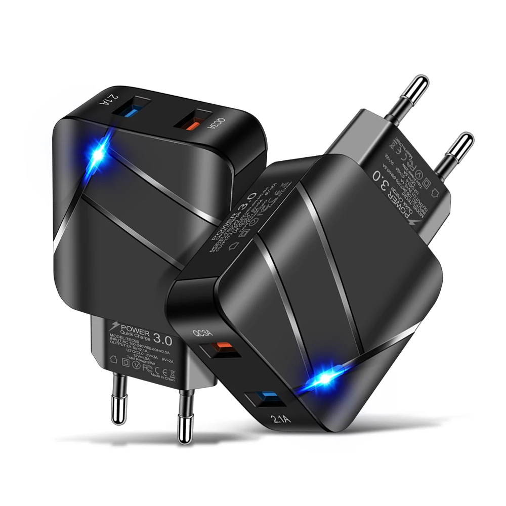 

USB Fast Charger 28W QC3.0+2.1A Compact Quick USB Charger for iPhone 12/Mini/Pro/Pro Max/Galaxy/Pixel 4/3/iPad Pro/AirPods Pro