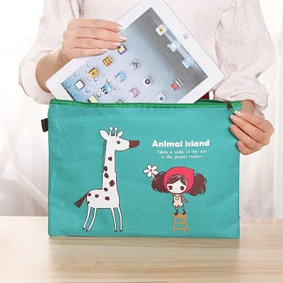1 шт. милые кавайные Мультяшные животные A4 холст файл папка для документов сумки
