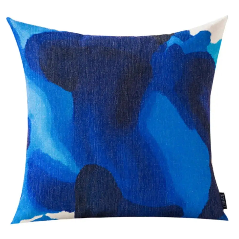 Домашний Декоративный простой чехол для подушки Синий с геометрическим рисунком