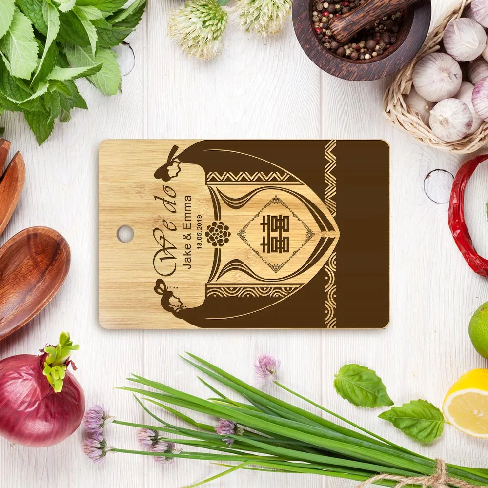 Персонализированная китайская Свадебная разделочная доска из натурального