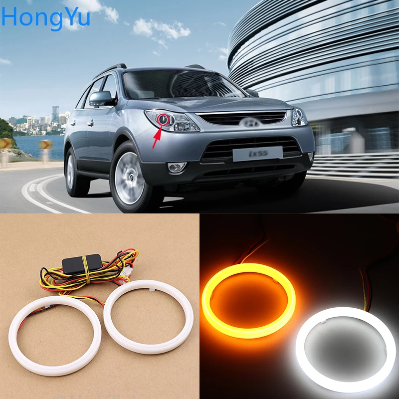 

for Hyundai veracruz ix55 2007 2008 2009 2010 2011 2012 Cotton Switchback LED Dual Color Angel Eye White Amber turn signal light