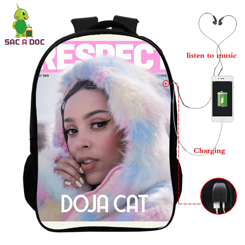 Рюкзак DOJA для мальчиков и девочек Сумка с принтом кота книг 16 дюймов милый