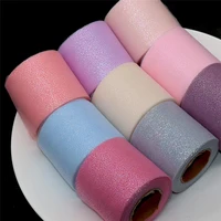 25yardsroll 6cm glitter tulle ribbon mesh roll spool tutu bow pom soft squine tulle diy wedding birthday decoration supplies