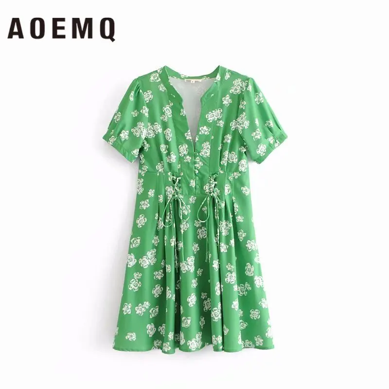 AOEMQ модное зеленое платье светильник милое летнее в стиле Лолиты классическое с