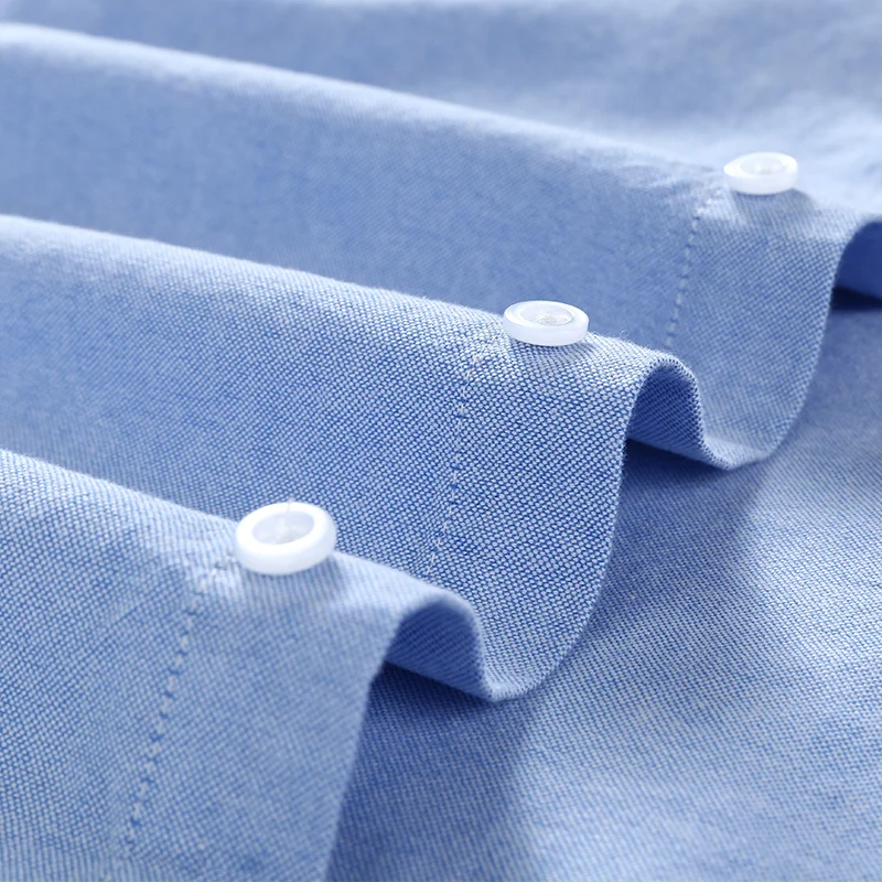 

100% Cotton Oxford Shirt Men's Long Sleeve Embroidered Horse Casual Without Pocket Solid Yellow Dress Shirt Men Plus Size 5XL6XL