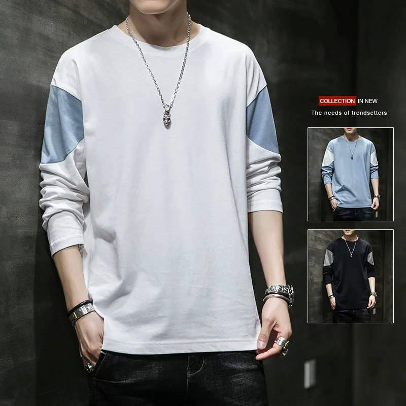 Мужская футболка с длинным рукавом из 100% хлопка весна осень большие размеры 4XL 5XL
