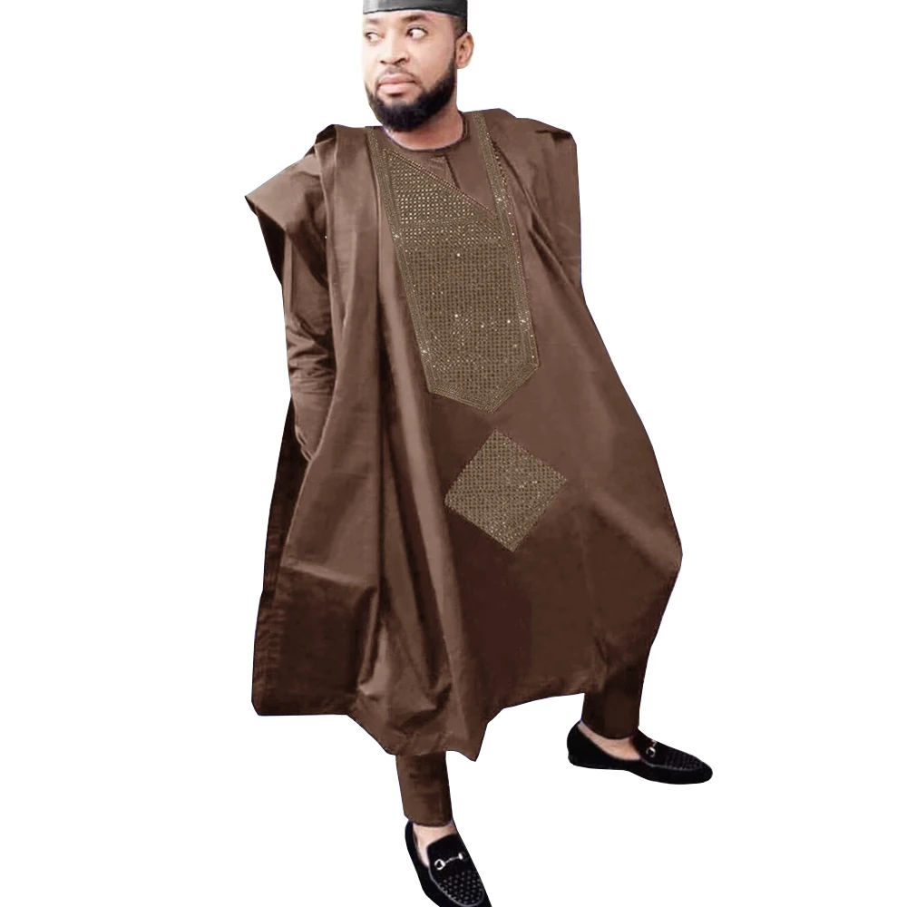 Мужская африканская одежда H &amp D 2021 топы и брюки 3 шт. костюм Agbada официальный наряд