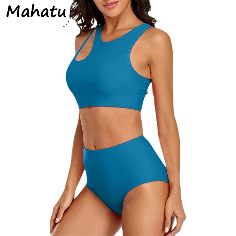 

Woman Swimsuit Sexy Two Pieces Bikini Set Solid ins briefs swimsuit 2 Pcs High waist Swim wear Beach suit