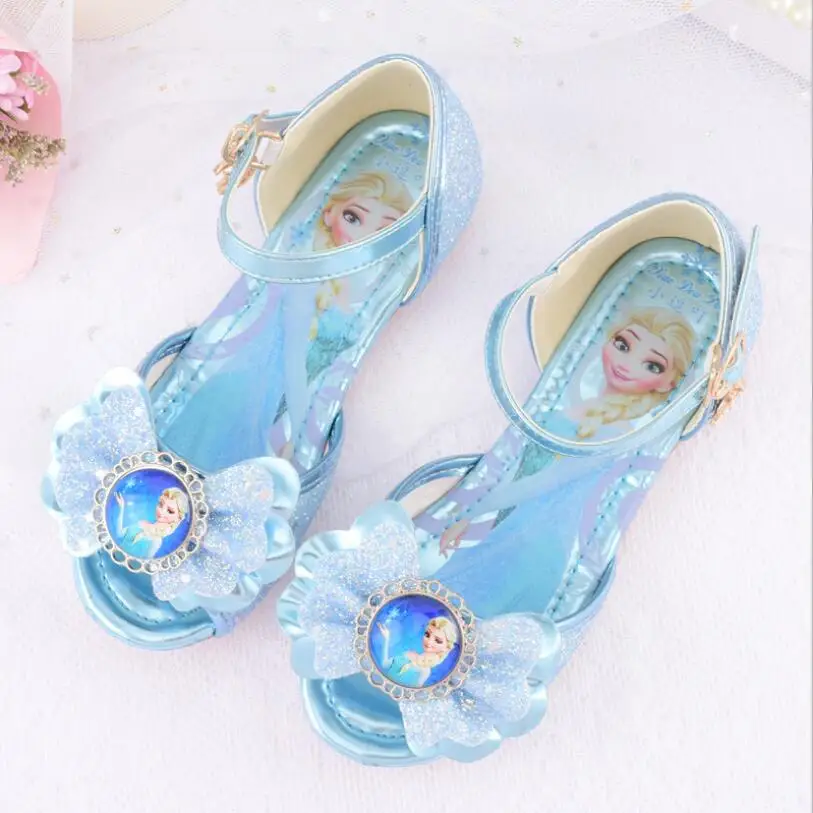 Детские свадебные туфли для девочек детские принцессы Эльзы фиолетовые розовые