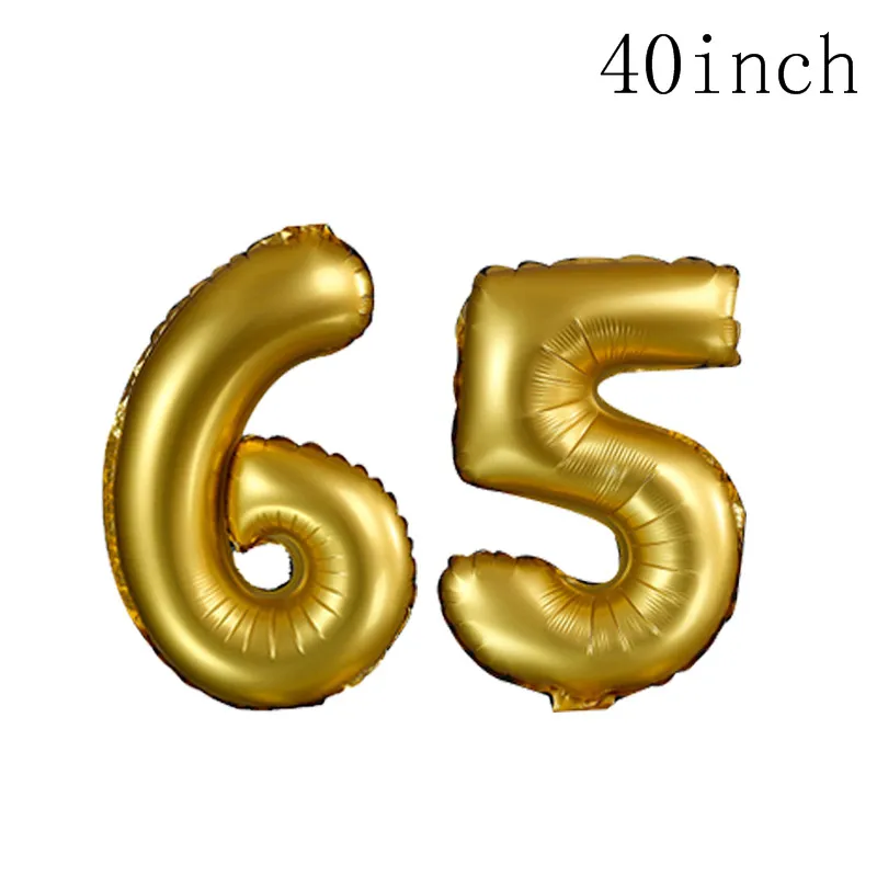 Chicinlife номер 65 фольгированные шары с днем рождения шар на выход на свадьбу юбилей, вечеринка, украшение 65-й день рождения - Цвет: gold