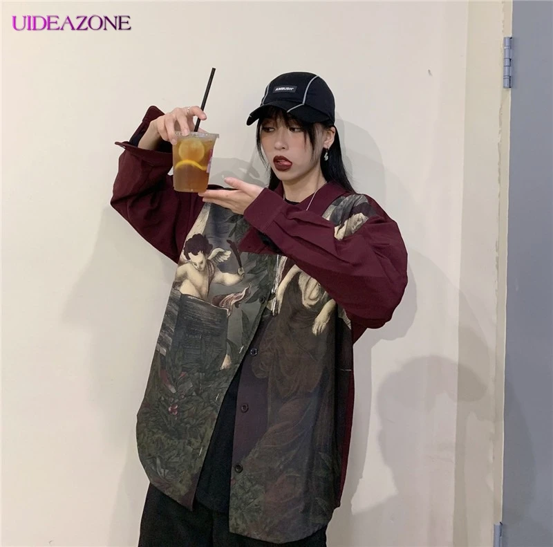 Женская блузка с принтом темного ангела Амура свободная стильная отложной