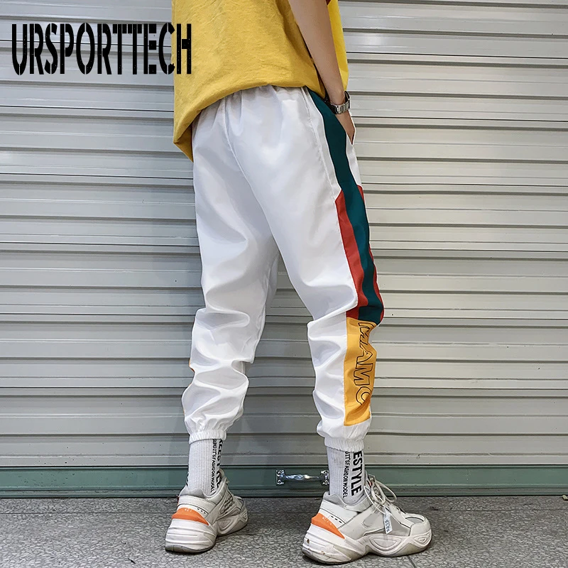 Hip Hop Streetwear Men's Splice Joggers Pants Fashion Men Casual Cargo Pant Trousers High Street Elastic Waist Harem Pant Men