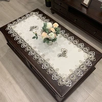 tablecloth rectangle european embroidered coffee table cover table western tea table cloth flower solid color fabric lace book