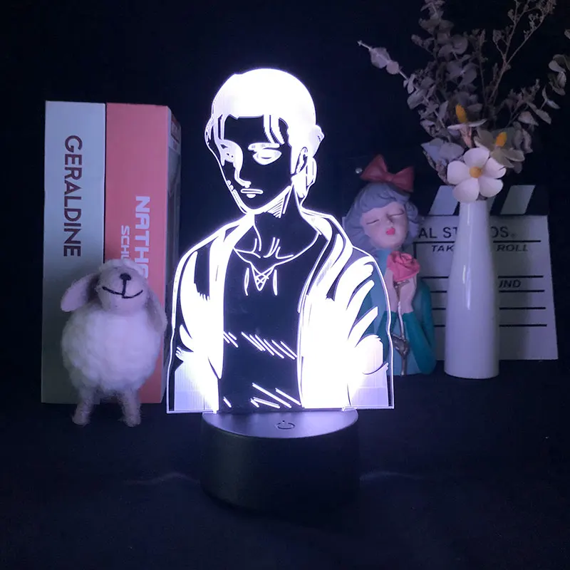 

3D Illusion Night Light with Lava Base Eren Jaeger Figure Acrylic LED Desk Lamp Attack on Titan Nightlight Kids Gift