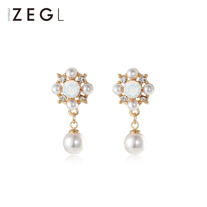 Женские серьги ZEGL в стиле ретро с искусственным жемчугом|Серьги-подвески| |