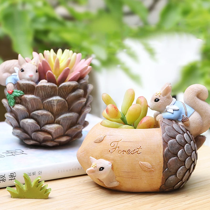 Домашний декор веселый сад мультфильм белка и орех Сад Смола мясистые цветы
