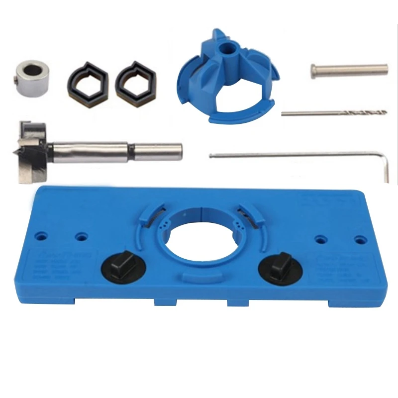 

35Mm Concealed Hinge Drilling Jigs Hinge Hole Saw Jig Drilling Guide Locator Hole Opener Door Cabinets Woodworking Diy Tool Set