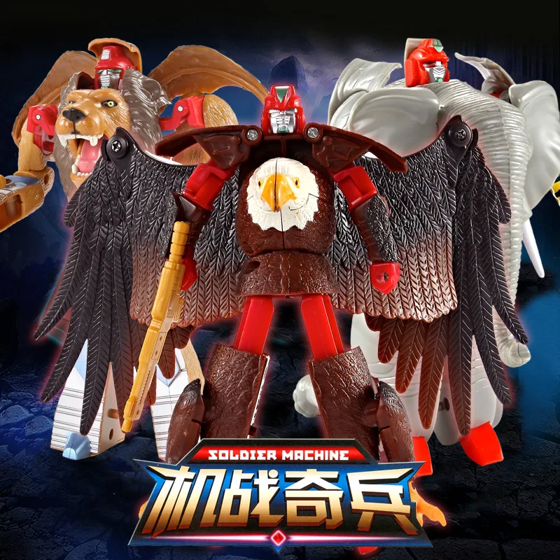 

Boys Transformation Robot Zoo Tiger Lion Panda Eagle Elephant Action Figure Plastic Model Kid Adult Education Collection Toys